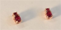 14K GOLD OVER STERLING SILVER RUBY EARRINGS