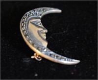 STERLING SILVER BROOCH - MAN IN THE MOON