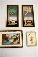 MINIATURE MIXED MEDIA  ART - 4 PIECES