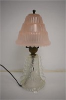 DEPRESSION GLASS BOUDOIR LAMP - 11 1/2" HIGH