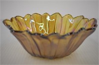 CARNIVAL GLASS BOWL - AMBER - 2 1/2" X 7" WIDE