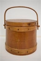 WOOD FIRKIN WITH HANDLE AND LID - 8 1/2"