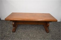 SOLID PINE TRESSEL BASE COFFEE TABLE - 17" X 47"