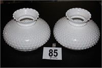 Pair Hobnail Glass Shades 9.5"