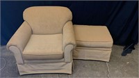 Custom Beige Chair and Ottoman