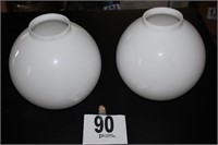 Pair Opal Glass Globes 10"