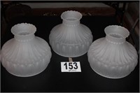 Three Frosted Thumbprint Glass Shades 10"