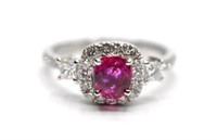 Platinum GIA Certified Ruby & Diamond Ring