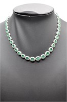 14K Gold Emerald & Diamond 17.25" Necklace