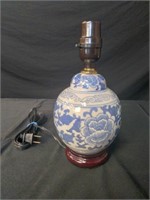 Blue & White Ceramic Floral Lamp
