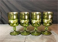 Green Glass Cup Lot of 4