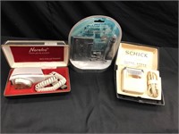 Vintage Schick, Norelco Shavers & AC Tape Car Kit