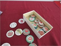 Milk bottle caps, advertising items, fridge magnet