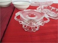 Glassware - Indiana green, jam jar, pink dish