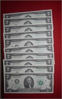 (10) Unc. Consecutive 2013 $2 Federal Reserve