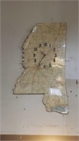 Vintage Mississippi Map Clock