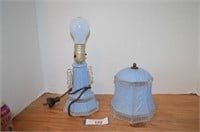 Vintage Blue Glass Lamp.