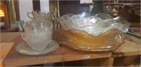 Glass Serving Lot - Fluted Bowls, Trays, Cups,
