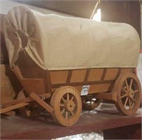 Vintage wood, covered wagon 
23" long with