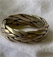 Sterling Silver Heavy Hand Made Braided Ring Sz7.5