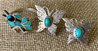 Sterling Silver & Turquoise Ring Sz6 and Earrings