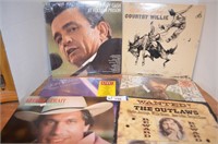 LPs by Cash, George Strait, Waylon,  The