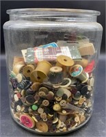 Jar Full of Buttons and Sewing Notions