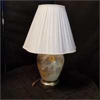 Floral table lamp with shade