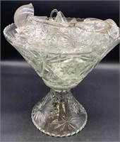 Cut Glass Crystal Punch Bowl Set