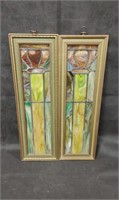 Pair of Leaded Stained Glass Panels