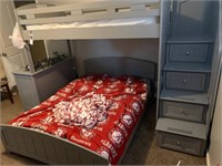 NEAT BUNK BEDS WITH DRESSER AND STORAGE STEPS
