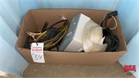 Box with booster cables, Phillips electric heater