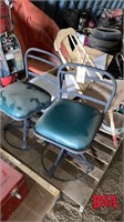 2 Metal And Upholstered Shop Chairs