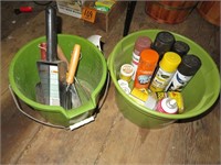 2 Buckets: Garden Tools; Spray Paint; Hose