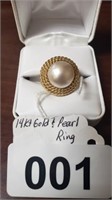 14K GOLD AND PEARL RING SIZE 6