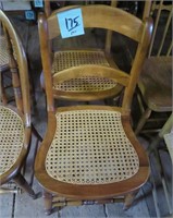 Pair Cane Bottom Wood Chairs