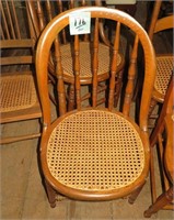 Pair Round Spindle Back Cane Bottom Chairs