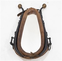 Antique Leather Horse Collar Mirror & Iron Hames