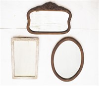 Three Vintage Framed Wall Mirrors