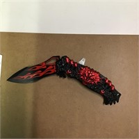 Stainless steel red/black knife