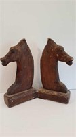 PAIR OF ANTIQUE WOOD HORSE HEAD BOOKENDS