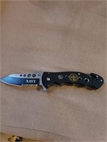 Navy knife with seatbelt cutter and glass
