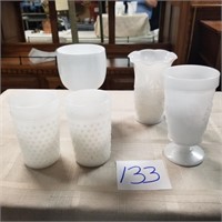 Group of Milk Glass - 5 Pieces