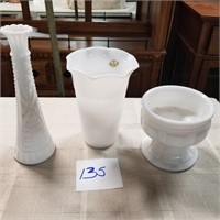 Group of Milk Glass - 3 pieces