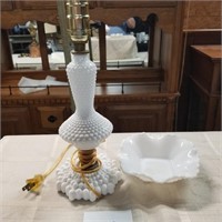 Milk Glass lamp and bowl
