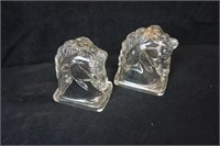 Horse Head Glass Book Ends