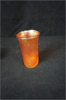 One Orange Iridescent Carnival  Glass Cup