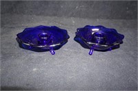 Cobalt Blue Footed Candle Holders