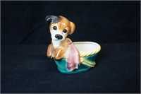 Vintage Puppy Dog Ceramic Planter