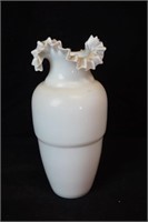 Milk Glass Crimped Vase